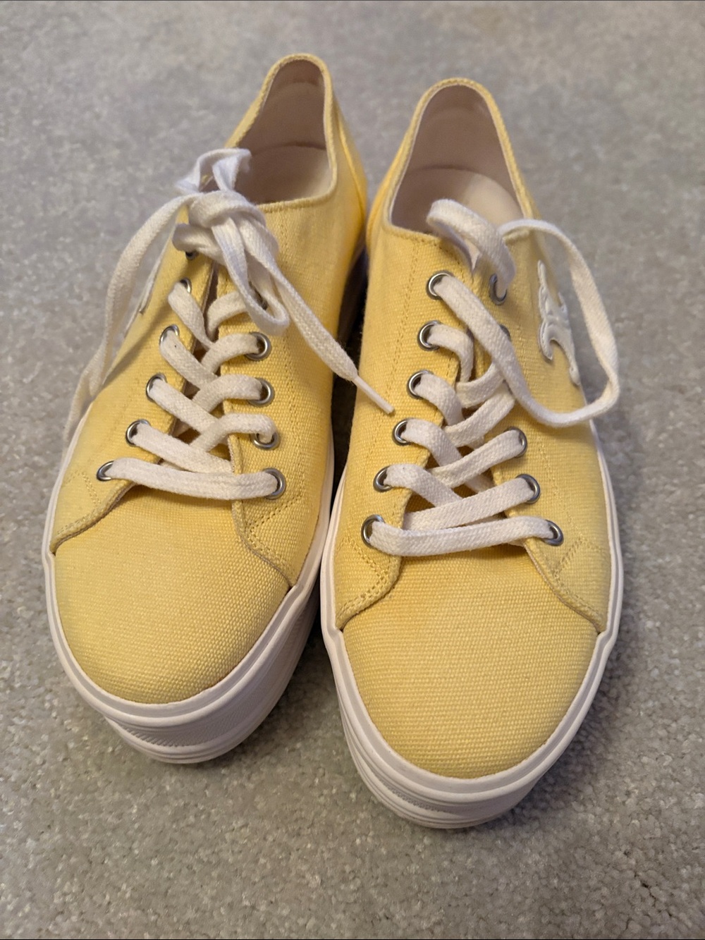 Authentic Celine Platform Yellow Platform Canvas Sneakers - Picture 3 of 3